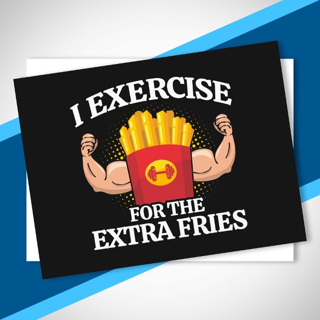 Exercise Extra Fries - Funny Workout Fitness Meme Postcard (Creator Uploaded)