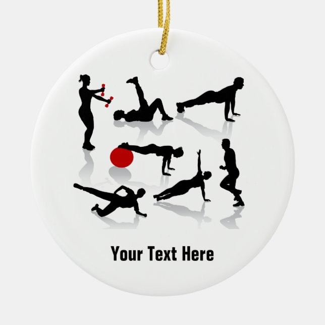 Exercise Figures (personalized) Ceramic Ornament (Front)