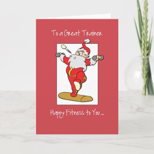 Exercise Fitness Trainer Christmas with Santa Card