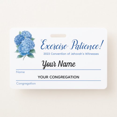 Exercise Patience 2023 Convention  JW Badge