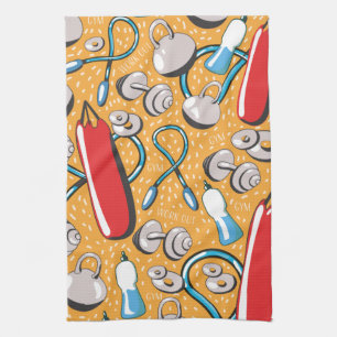 Exercise pattern kitchen towel