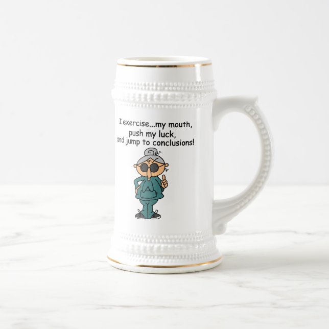 Exercise, Push, Jump Humor Beer Stein (Right)