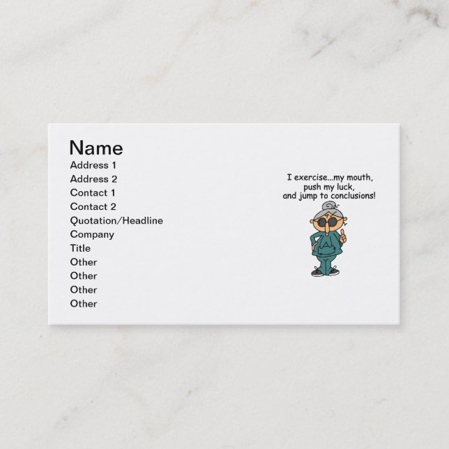 Exercise, Push, Jump Humor Business Card (Front)