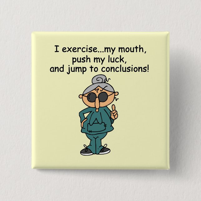 Exercise, Push, Jump Humor Button (Front)