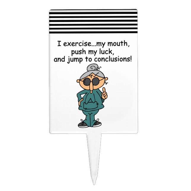 Exercise, Push, Jump Humor Cake Topper (Front)