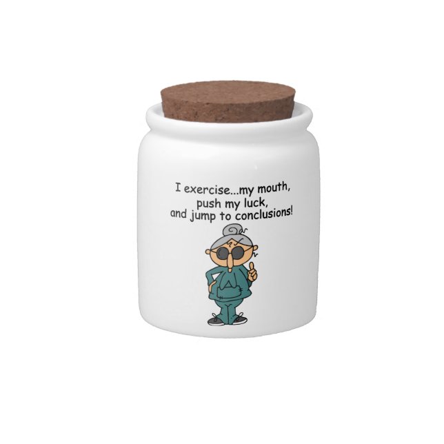Exercise, Push, Jump Humor Candy Jar (Front)