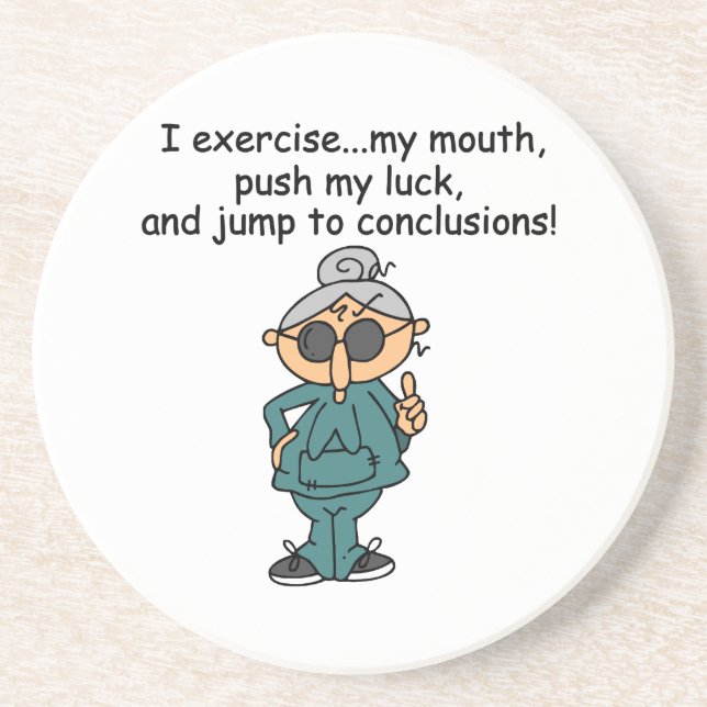 Exercise, Push, Jump Humor Coaster (Front)