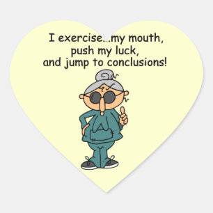 Exercise, Push, Jump Humor Heart Sticker