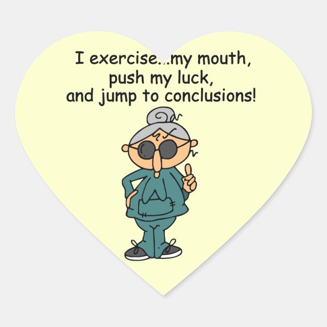 Exercise, Push, Jump Humor Heart Sticker (Front)
