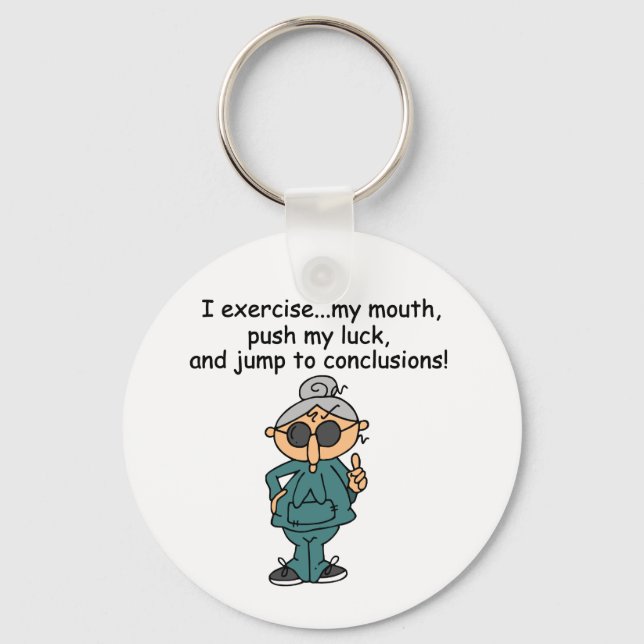 Exercise, Push, Jump Humor Keychain (Front)