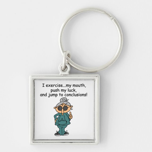 Exercise, Push, Jump Humor Keychain (Front)