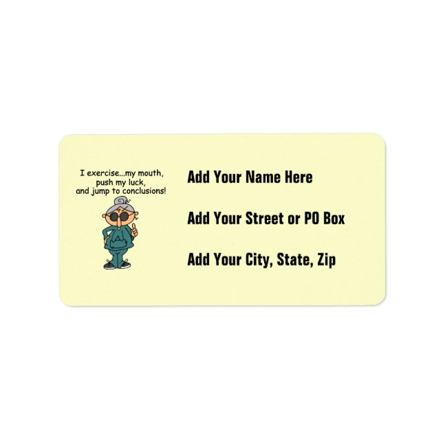 Exercise, Push, Jump Humor Label (Front)