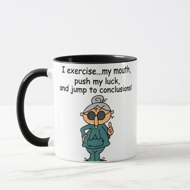 Exercise, Push, Jump Humor Mug (Left)