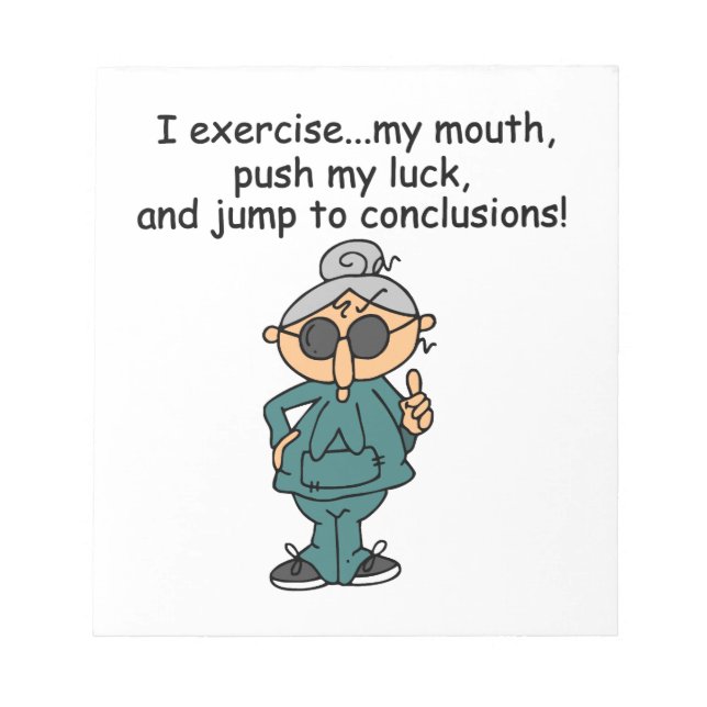 Exercise, Push, Jump Humor Notepad (Front)