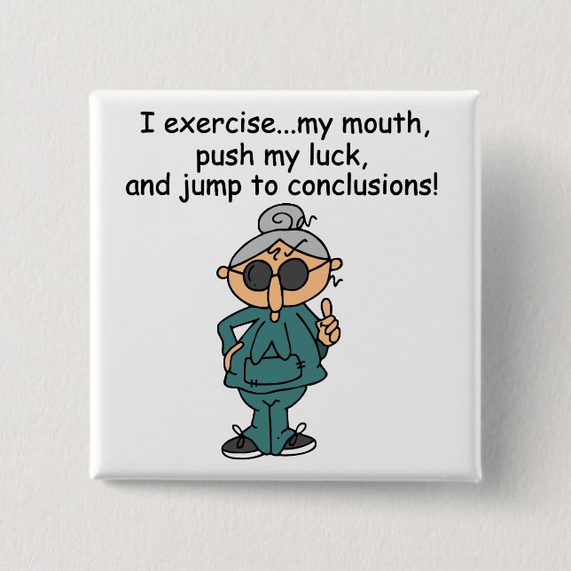 Exercise, Push, Jump Humor Pinback Button (Front)