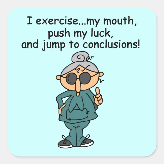 Exercise, Push, Jump Humor Square Sticker (Front)