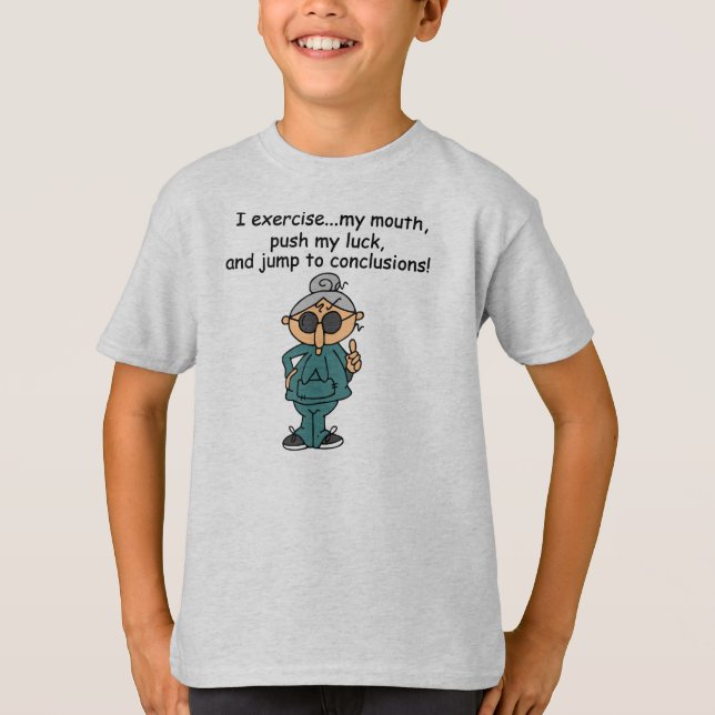 Exercise, Push, Jump Humor T-Shirt (Front)
