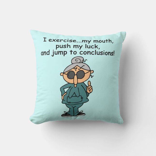 Exercise, Push, Jump Humor Throw Pillow (Front)