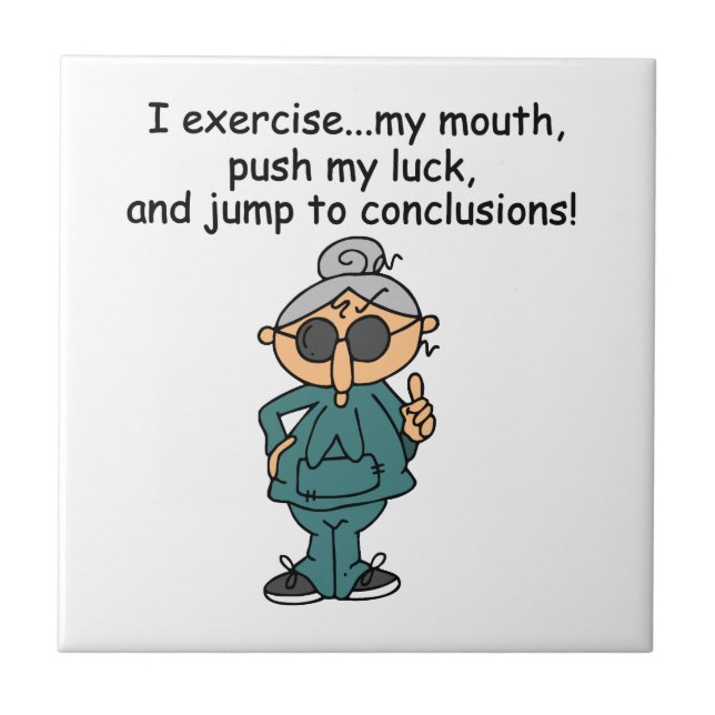 Exercise, Push, Jump Humor Tile (Front)