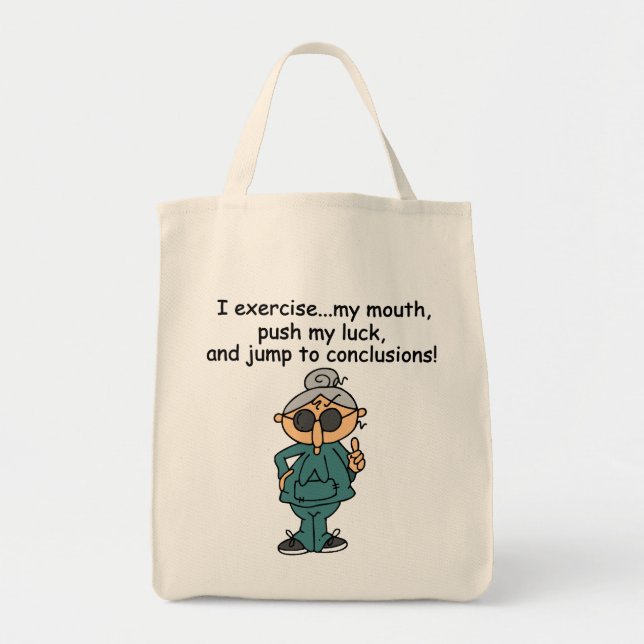 Exercise, Push, Jump Humor Tote Bag (Front)