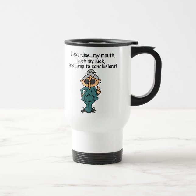 Exercise, Push, Jump Humor Travel Mug (Right)