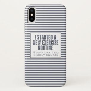 Exercise Routine Humor Blue Striped iPhone X Case