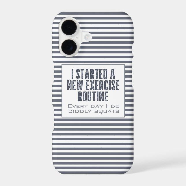 Exercise Routine Humor Blue Striped Iphone Case (Back)