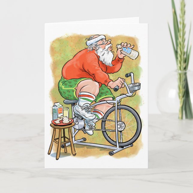 Exercise Santa Holiday Card (Front)