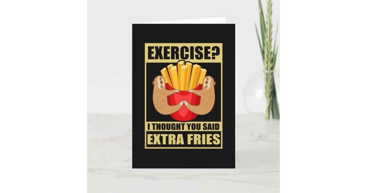 Exercise Sloth French Fries Sport Card | Zazzle
