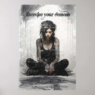 Exercise your demons tattoo girl poster