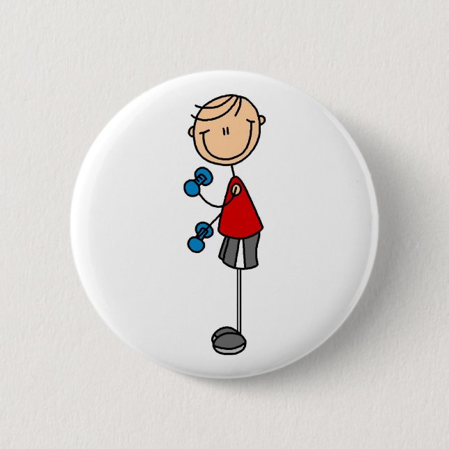 Exercising Stick Figure Button (Front)