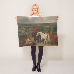 Exercising the Royal Horses (Equine Art) Fleece Blanket
