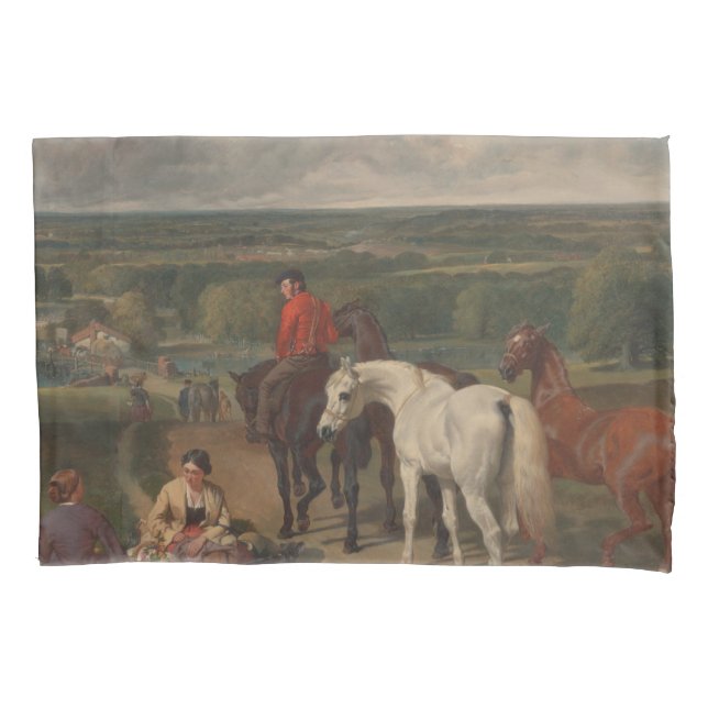 Exercising the Royal Horses (Equine Art) Pillow Case (Front-Left)