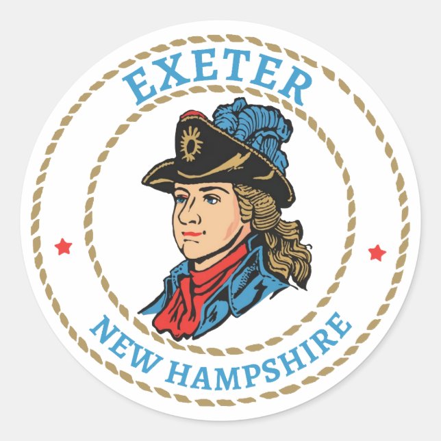 Exeter New Hampshire Colonial Classic Round Sticker (Front)