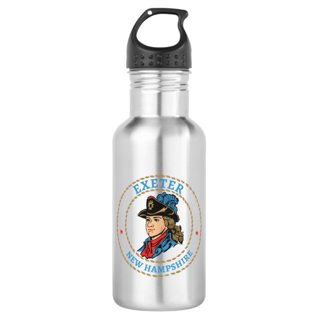 Exeter New Hampshire Colonial Stainless Steel Water Bottle (Front)