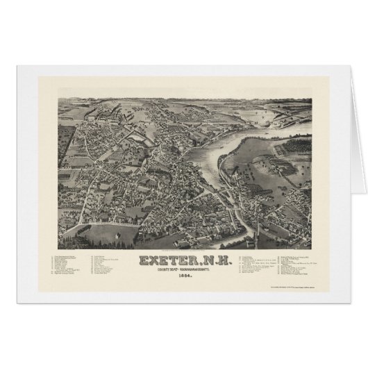 Exeter, NH Panoramic Map - 1884 Cards (Front Horizontal)