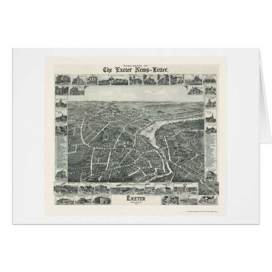 Exeter, NH Panoramic Map - 1896 Cards (Front Horizontal)