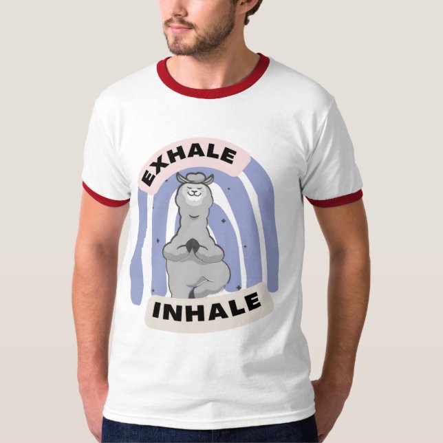 Exhale Inhale Llama Yoga funny T-Shirt (Front)