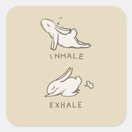 Exhale inhales and bunny square sticker