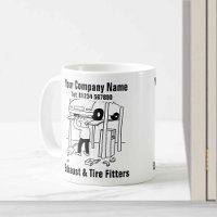 Exhaust & Tire Fitters. Garage Mechanic Coffee Mug
