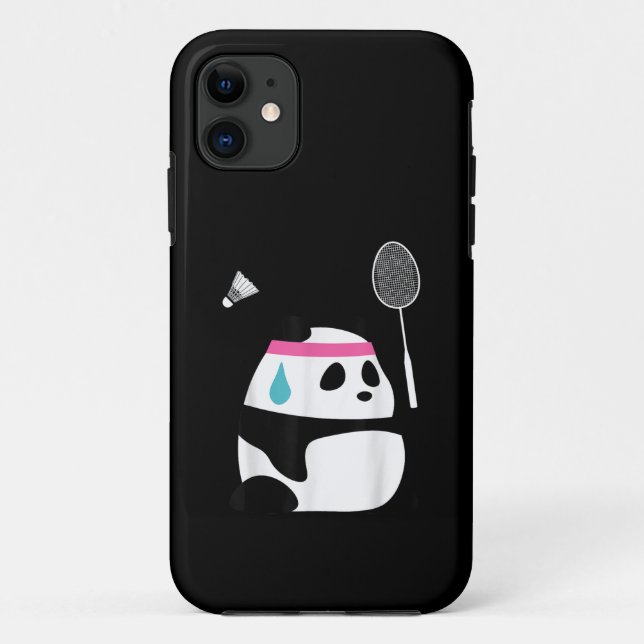 Exhausted badminton panda funny cute Case-Mate iPhone case (Back)