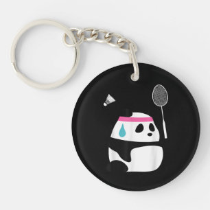Exhausted badminton panda funny cute keychain