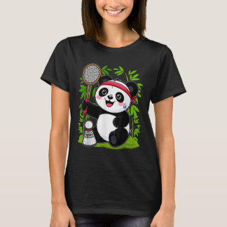 Exhausted Badminton Panda - Funny Cute Shuttle Ani T-Shirt