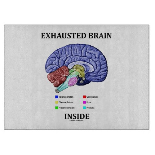 Exhausted Brain Inside Anatomical Brain Humor Cutting Board