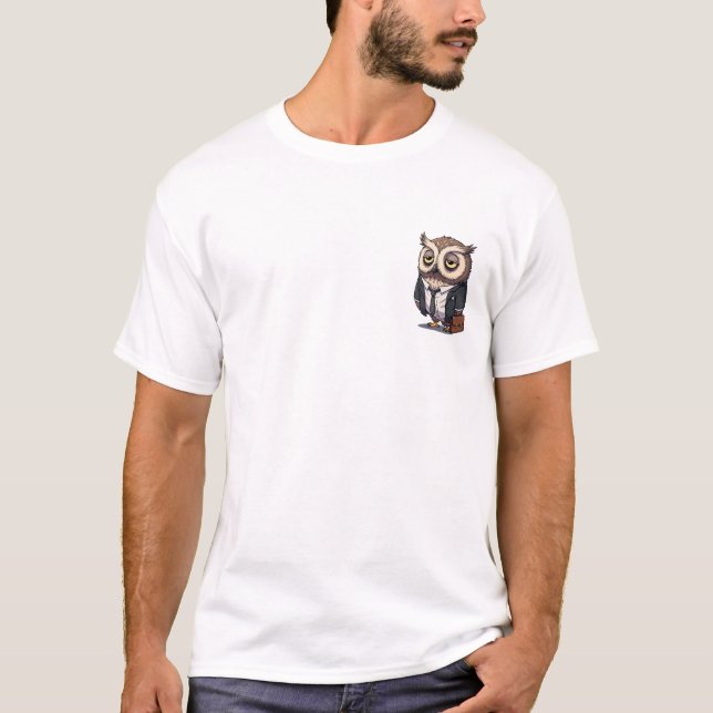 Exhausted Corporate Owl in Business Suit T-Shirt (Front)