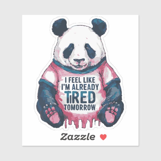 Exhausted Funny Already Tired Panda Humor Joke Sticker (Sheet)