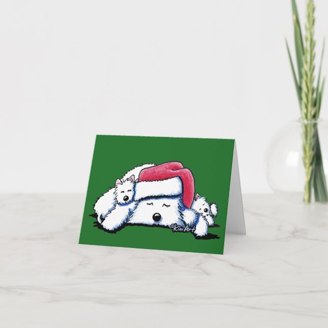 Exhausted Holiday Westies Card (Front)