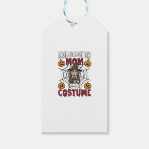 Exhausted Mom Is Costume Halloween Witch Coffee Pu Gift Tags