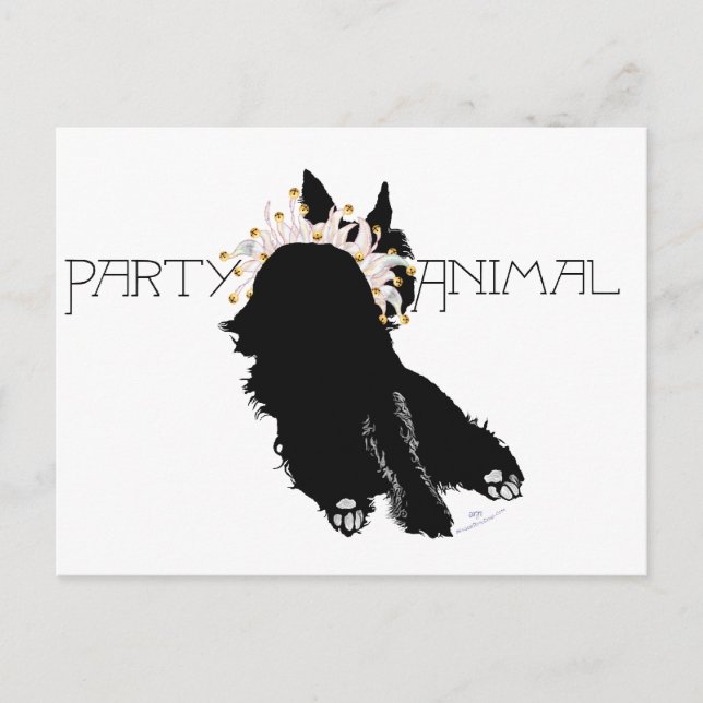 Exhausted Scottie Party Animal Invitation Postcard (Front)