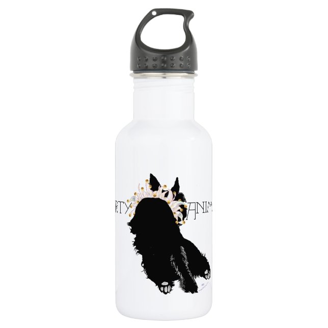 Exhausted Scottie Party Animal Stainless Steel Water Bottle (Front)